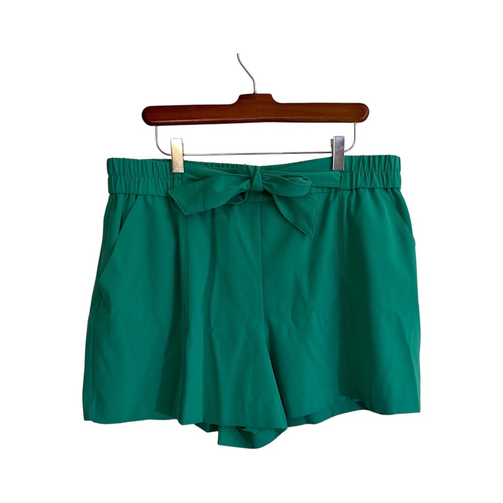 New York & Company 7th Avenue Shorts Women XL Green Tie Waist Elastic Casual